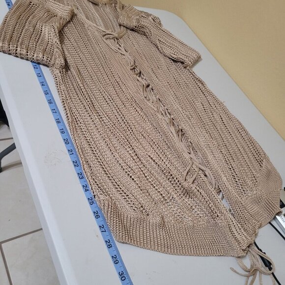 Chicos Open-Knit Fringe Kimono Womens‎ Size M/L Cardigan Duster Boho Cover up - Picture 7 of 8